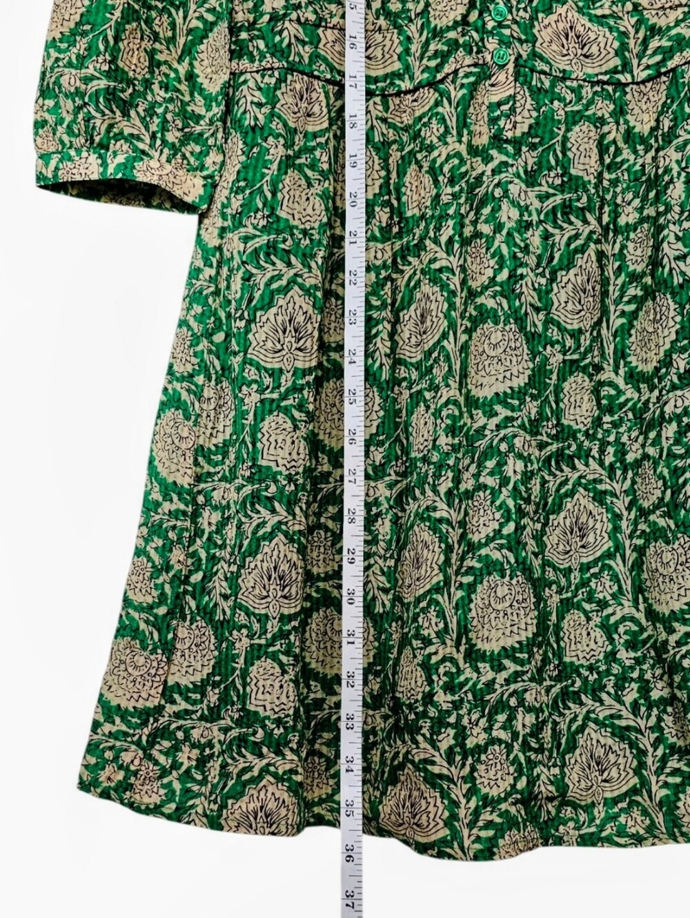 ba&sh Paz Green Tan Floral Garden Print Lady Dress Half Sleeve Mini Dress size 0 - Picture 14 of 16